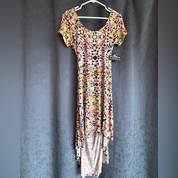 Angie Dresses & Skirts - Angie Pink and Yellow High-Low Sundress with Flutter Sleeves